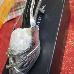 French Connection Silver Textured Heels